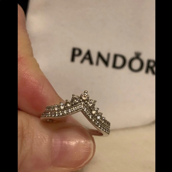 Pandora Sparkling Wishbone Ring Size 7.5 (56) - Picture 5 of 14